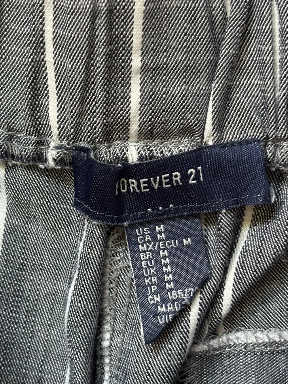 Forever 21 Gray Pinstripe Paperbag Waist Chinos